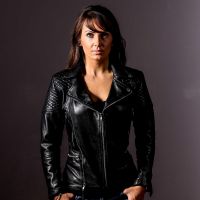ladies leather jacket black
