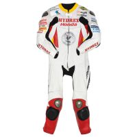 white motorcycle suit