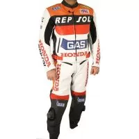 Honda Repsol Gas Leather Suit front view