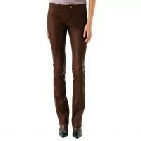 ladies leather pants brown