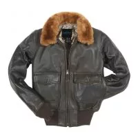 Ladies Fur Collar Leather Bomber Jacket front view