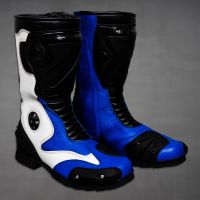 blue motorcycle boots