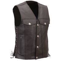 mens leather motorcycle vest