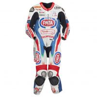 Leon Haslam Honda Leather Motorbike Suit WSBK 2014 front view