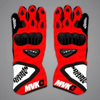Maverick Vinales Black Red Motorcycle Gloves MotoGP 2024 front view