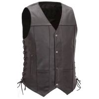 Mens Biker Vest with Gun Concealment Pocket front view