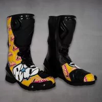 Miguel Oliviera Yellow Motorcycle Boots Winter Test 2022 side view