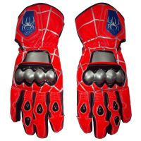 Spiderman Leather Motorbike Race Gloves upper view
