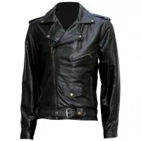 Terminator " Arnold " Biker Leather Jacket front view