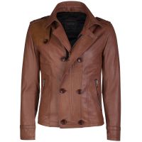 Unique Brown Leather Jacket front view