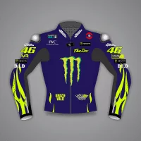 Valentino Rossi Yamaha Motorbike Jacket Blue MotoGP 2024 front view