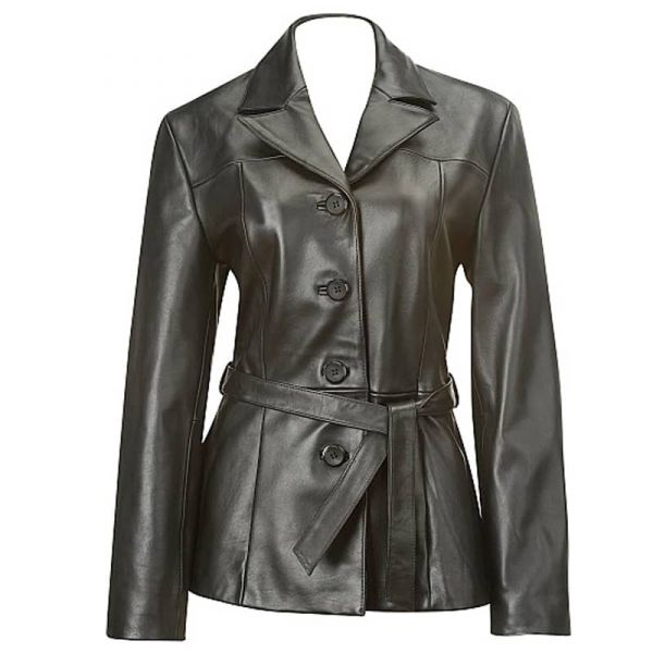 Belted Baby Doll Leather Coat