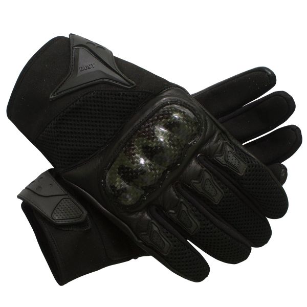 black motorcycle short gloves