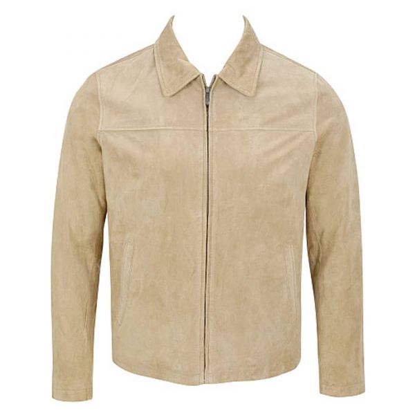 Suede Jacket with Shirt Collar