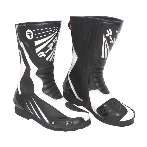 Legend Leather Mens Moto Boots Black & White