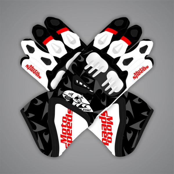 Black and White Moto Gloves