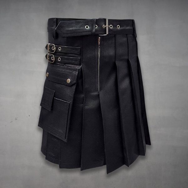 pleated leather kilt